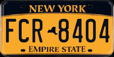 NY license plate FCR8404
