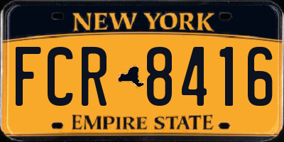 NY license plate FCR8416