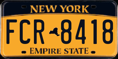 NY license plate FCR8418