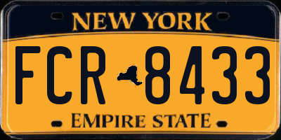 NY license plate FCR8433