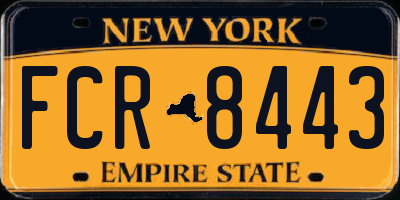 NY license plate FCR8443