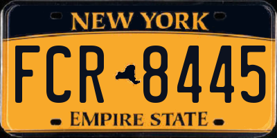 NY license plate FCR8445