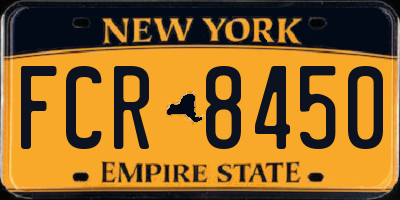 NY license plate FCR8450