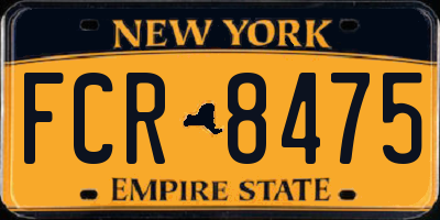NY license plate FCR8475