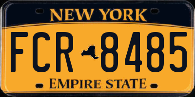 NY license plate FCR8485