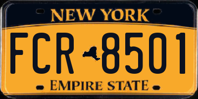 NY license plate FCR8501