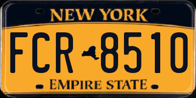 NY license plate FCR8510
