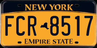 NY license plate FCR8517