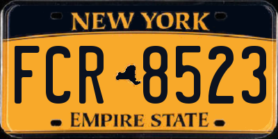 NY license plate FCR8523
