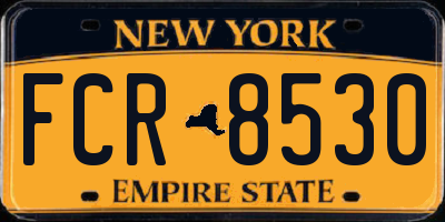 NY license plate FCR8530