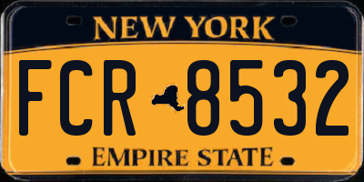 NY license plate FCR8532