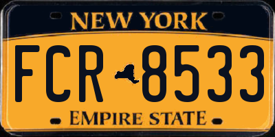 NY license plate FCR8533