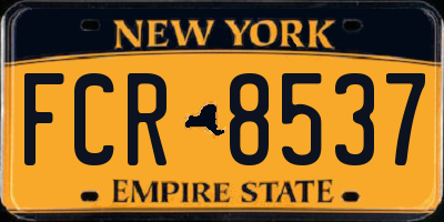NY license plate FCR8537