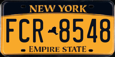 NY license plate FCR8548