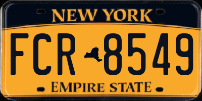 NY license plate FCR8549