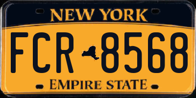NY license plate FCR8568