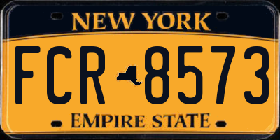 NY license plate FCR8573