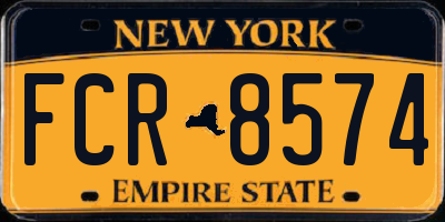 NY license plate FCR8574