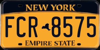 NY license plate FCR8575
