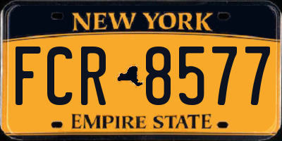 NY license plate FCR8577