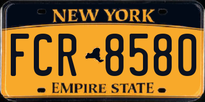 NY license plate FCR8580