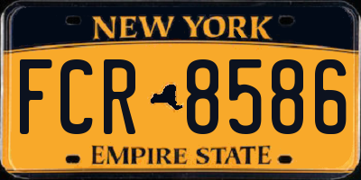 NY license plate FCR8586