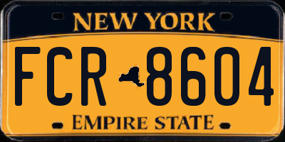 NY license plate FCR8604