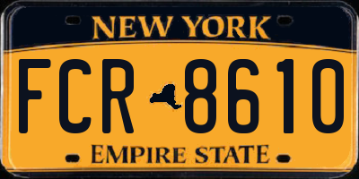 NY license plate FCR8610