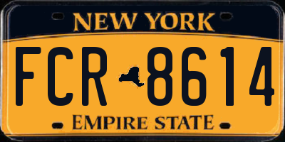 NY license plate FCR8614