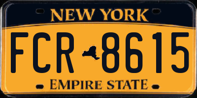 NY license plate FCR8615