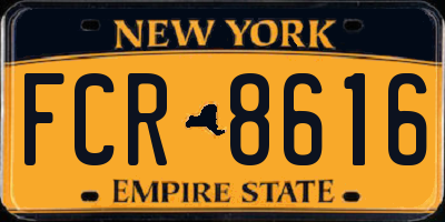 NY license plate FCR8616