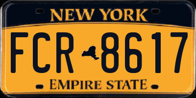NY license plate FCR8617