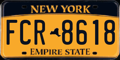 NY license plate FCR8618