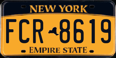 NY license plate FCR8619