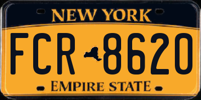 NY license plate FCR8620