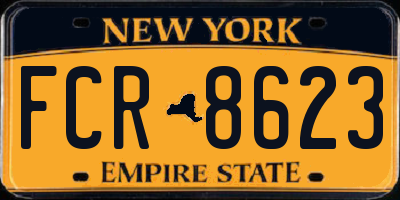NY license plate FCR8623