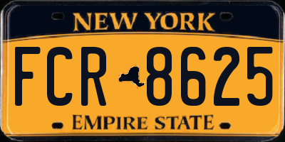 NY license plate FCR8625