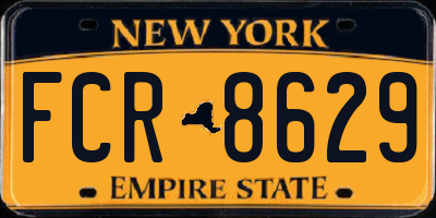 NY license plate FCR8629