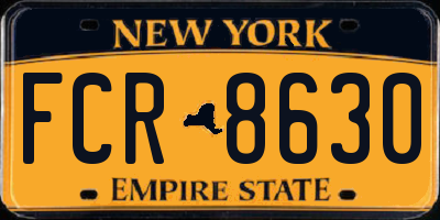 NY license plate FCR8630