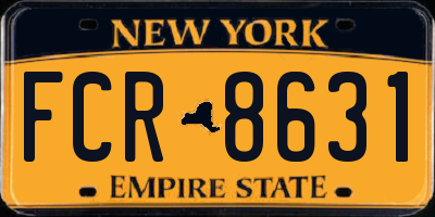 NY license plate FCR8631