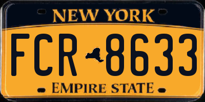 NY license plate FCR8633