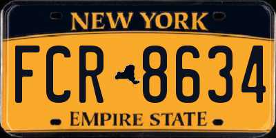 NY license plate FCR8634