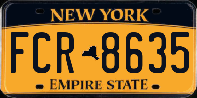 NY license plate FCR8635
