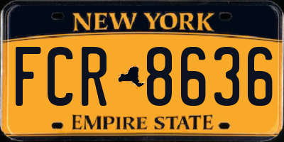 NY license plate FCR8636