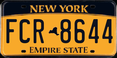 NY license plate FCR8644