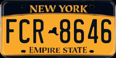 NY license plate FCR8646