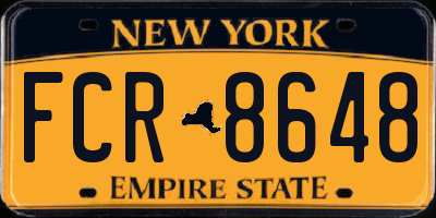 NY license plate FCR8648
