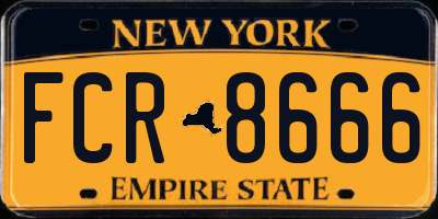 NY license plate FCR8666