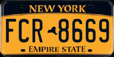 NY license plate FCR8669