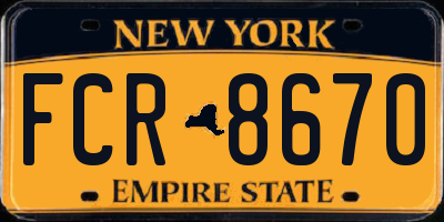 NY license plate FCR8670
